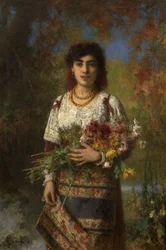 En ung kvinde med blomster